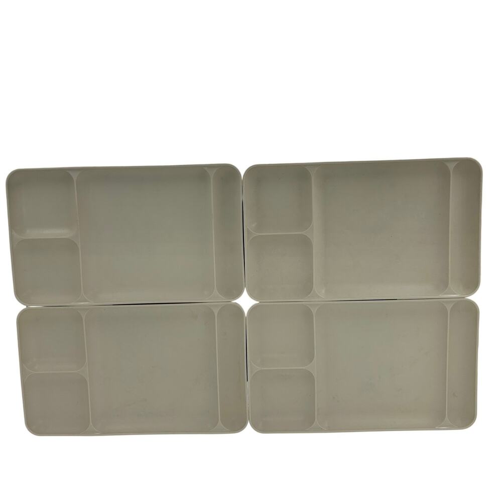Vintage Tupperware Divided Dinner Trays Lot 4 Almond Beige Plates 1045 Lunch